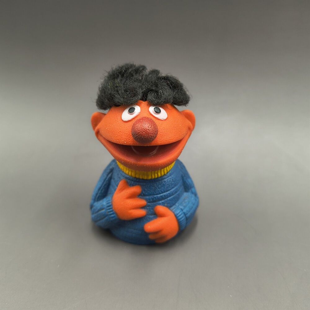 Vintage Ernie Finger Puppet Sesame Street Topper Toys Muppets Inc Hong Kong 3"